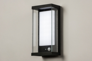 wandlamp 15567 modern glas helder glas aluminium kunststof polycarbonaat slagvast metaal zwart mat rechthoekig