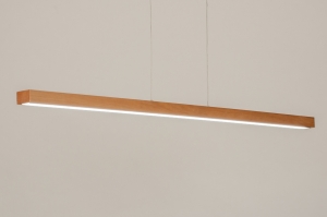 hanglamp 15574 modern hout staal rvs bruin hout rechthoekig