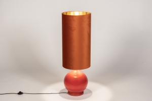 vloerlamp 15580 modern retro eigentijds klassiek glas stof oranje rond