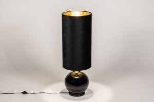 vloerlamp 15583 modern retro eigentijds klassiek glas stof zwart rond