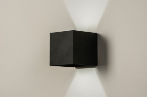 wandlamp 15608 modern metaal zwart mat vierkant
