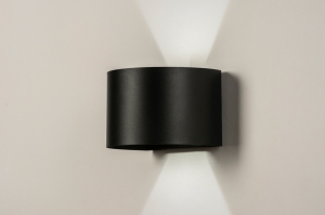 wandlamp 15610 modern metaal zwart mat rond