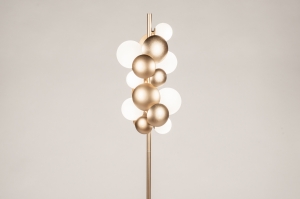 vloerlamp 15611 modern eigentijds klassiek art deco glas wit opaalglas messing (kleur) metaal wit mat goud messing (kleur) rond langwerpig