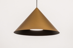 hanglamp 15618 modern retro metaal zwart mat goud brons rond