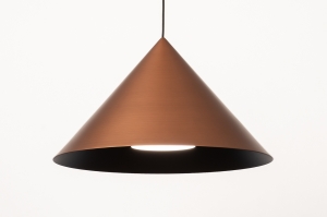 hanglamp 15619 modern retro metaal zwart mat roodkoper rond