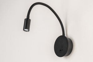 wandlamp 15621 modern metaal zwart mat rond