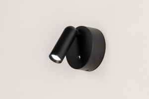 wandlamp 15623 modern metaal zwart mat rond