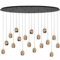 hanglamp 15648 modern eigentijds klassiek art deco glas metaal zwart mat goud ovaal