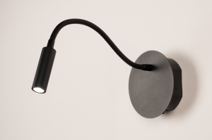 wandlamp 15667 modern metaal zwart mat rond