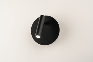 wandlamp 15670 modern metaal zwart mat rond