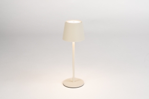 Tischleuchte 15675 modern Metall weiss matt Creme rund
