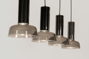 hanglamp 15685 modern retro glas metaal zwart mat langwerpig