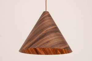 hanglamp 15695 modern retro hout donker hout bruin hout rond