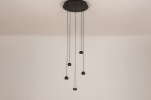 hanglamp 15700 modern aluminium metaal zwart mat rond
