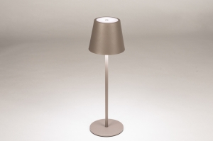 Tischleuchte 15721 modern Metall taupe rund