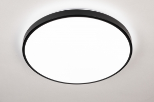 plafondlamp 15730 modern kunststof metaal zwart mat rond
