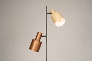 vloerlamp 15731 modern retro metaal zwart mat bruin beige rond