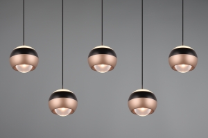 hanglamp 15740 design modern glas helder glas mat glas aluminium metaal zwart mat bruin