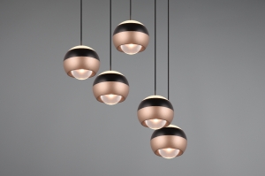 hanglamp 15742 design modern glas helder glas mat glas aluminium metaal zwart mat bruin