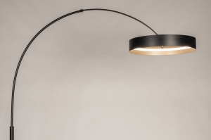vloerlamp 15747 modern metaal zwart mat goud rond