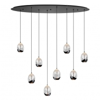 Pendelleuchte 15752 modern zeitgemaess klassisch Art deco Glas klares Glas Metall schwarz matt rund oval