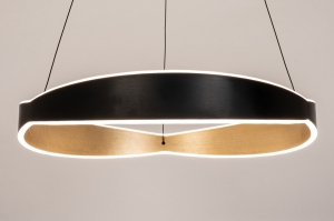 hanglamp 15757 modern metaal zwart mat goud messing (kleur) rond