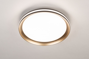 plafondlamp 15763 modern eigentijds klassiek messing (kleur) geschuurd kunststof metaal zwart mat goud messing (kleur) rond
