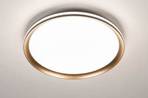 plafondlamp 15764 modern eigentijds klassiek messing (kleur) geschuurd kunststof metaal zwart mat goud messing (kleur) rond