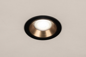 inbouwspot 15766 modern messing (kleur) geschuurd aluminium metaal zwart mat goud messing (kleur) rond