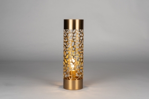 tafellamp 15770 modern eigentijds klassiek messing (kleur) geschuurd metaal goud messing (kleur) rond