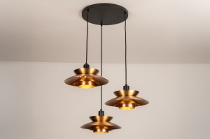 hanglamp 15782 modern retro eigentijds klassiek metaal zwart mat goud messing (kleur) rond