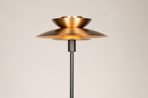 staande lamp 15783 modern retro eigentijds klassiek messing (kleur) metaal zwart mat goud messing (kleur) rond