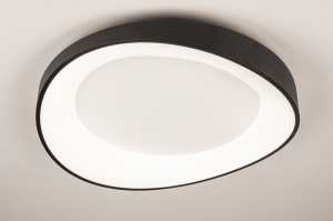 plafondlamp 15796 modern kunststof metaal zwart mat rond