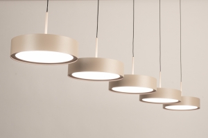 Pendelleuchte 15803 Design modern Aluminium Metall Beige Sand rund laenglich