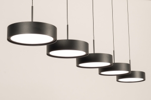 Pendelleuchte 15804 Design modern Aluminium Metall schwarz matt rund laenglich