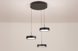 hanglamp 15808 design modern aluminium metaal zwart mat rond