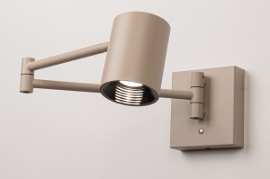 Wandleuchte 15813 modern Metall Beige rund laenglich