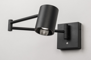 Wandleuchte 15814 modern Metall schwarz matt rund laenglich