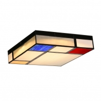 plafondlamp 15828 eigentijds klassiek art deco glas zwart wit grijs rood blauw geel vierkant