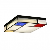 plafondlamp 15828 eigentijds klassiek art deco glas zwart wit grijs rood blauw geel vierkant
