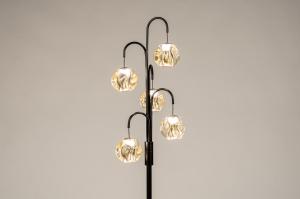 Stehleuchte 15830 modern zeitgemaess klassisch Art deco Glas Metall schwarz matt Goldfarben rund
