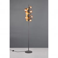 vloerlamp 15836 modern eigentijds klassiek art deco glas metaal bruin antraciet donkergrijs rond langwerpig