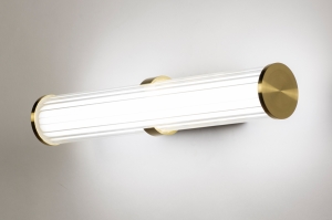 wandlamp 15837 modern klassiek eigentijds klassiek art deco glas wit opaalglas helder glas messing (kleur) geschuurd goud messing (kleur) rond langwer