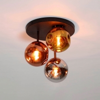 Deckenleuchte 15846 modern zeitgemaess klassisch Glas Metall schwarz Goldfarben Rotkupfer rund