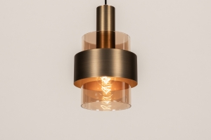 Haengeleuchte 15856 modern zeitgemaess klassisch Glas bronzefarben Metall Bronze Gelb rund
