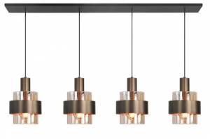 hanglamp 15858 modern eigentijds klassiek glas brons metaal brons geel langwerpig