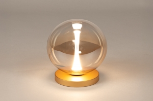 tafellamp 15864 modern eigentijds klassiek glas metaal goud geel messing (kleur)