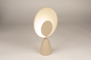 tafellamp 15873 modern retro metaal beige taupe zand rond