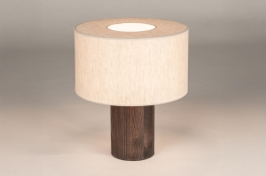 tafellamp 15875 landelijk modern hout donker hout stof bruin beige zand rond