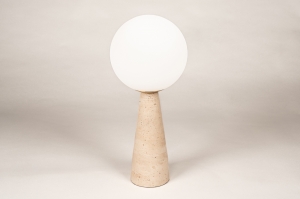 tafellamp 15880 modern eigentijds klassiek glas wit opaalglas wit mat beige zand rond